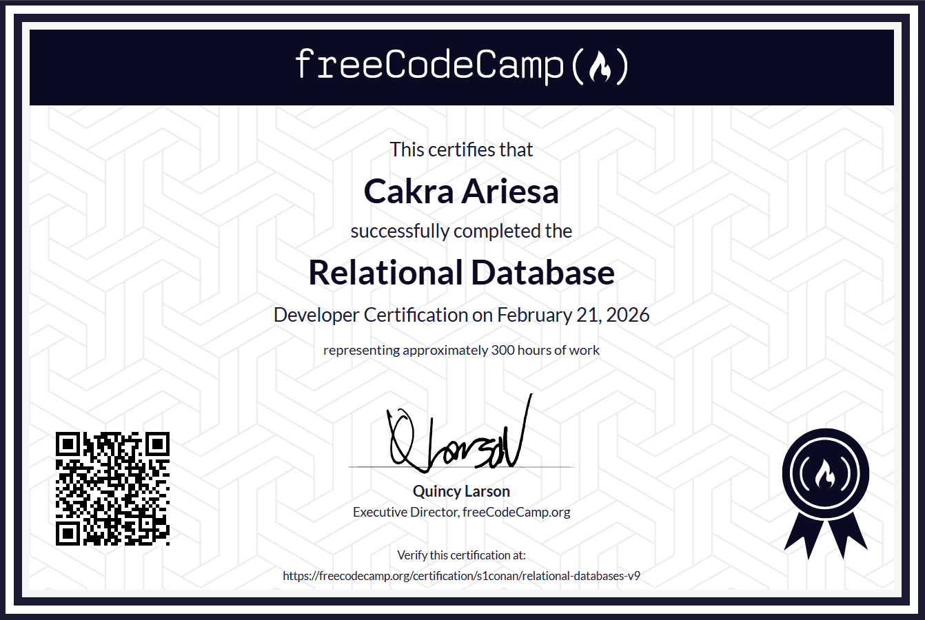 freeCodeCamp Relational Database Certificate